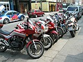 Motobikes in fron of the motorcycle service at Francis St