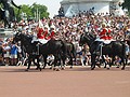 The Household Cavalry in front of the crowds of tourists