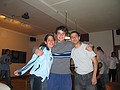 Eva, her friend and George in main hostel hall