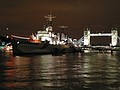 HMS Belfast and Tower Bridge in the night