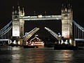 Opened Tower Bridge in the night - detail