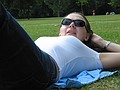 Lying on the grass in Hyde Park