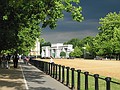 Entrance to Hyde Park with a dramatic sky