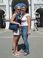 Michelle and Katy in front of the Marble Arch