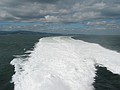 Stream behind a ferry in the Irish sea